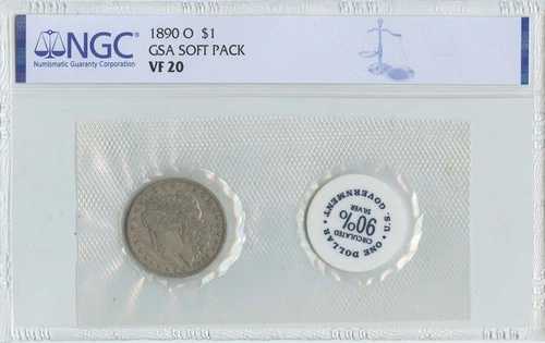 1890-O モルガン・ダラー GSA ソフトパック S$1 NGC VF20