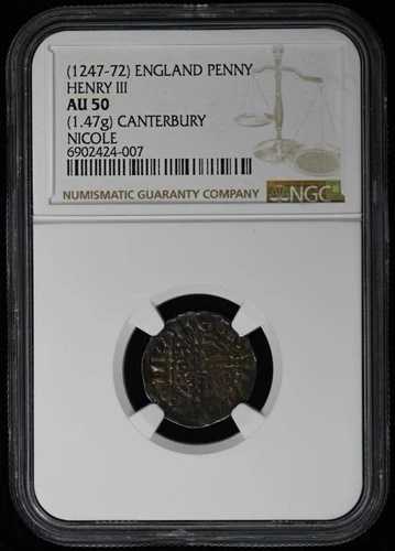 (1247-72) ヘンリー3世 イングランド 銀貨 NGC AU50
