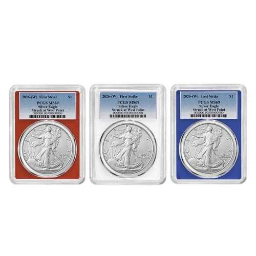 2026年 (W) 1ドル アメリカン シルバー イーグル 3枚セット PCGS MS69 FS ブルーラベル レッド ホワイト ブルー