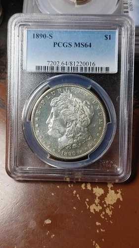 1890年 S モーガン銀貨 $1 PCGS MS64 明るい反射面 5440