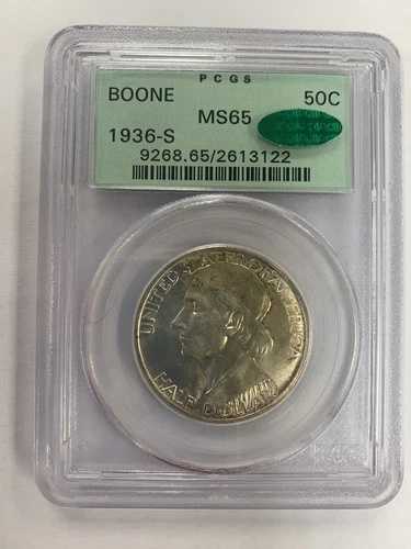 1936-S ブーン記念ハーフドル ~ PCGS MS65 ~ CAC ~ オールドグリーンホルダー
