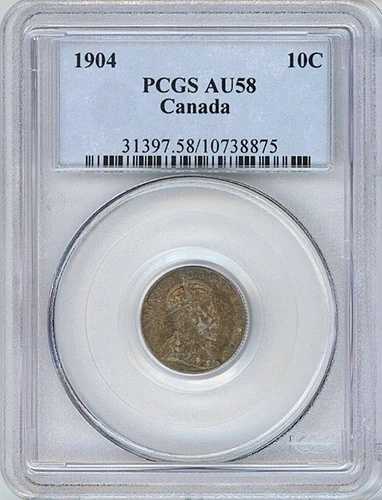 1904年カナダ10セントPCGS AU58