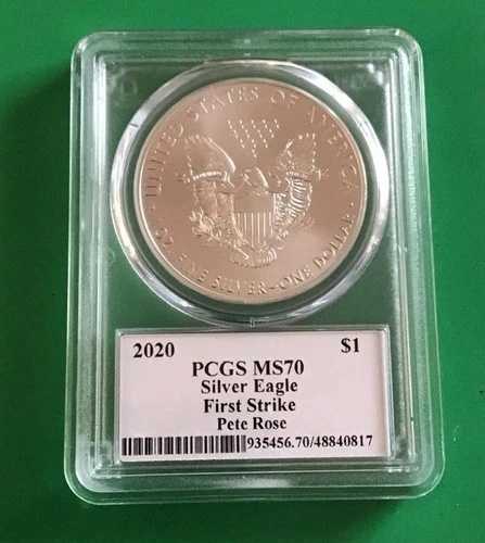 ピート・ローズ・オート 2020年 USシルバーイーグル PCGS/PSA MS70 ファーストストライク レジェンズ ライフ レッズ