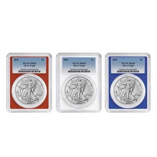 2024年 1ドル アメリカン シルバー イーグル 3点セット PCGS MS69 ブルーラベル レッド ホワイト ブルー|WORLD RESOURCE【QUEEN店】