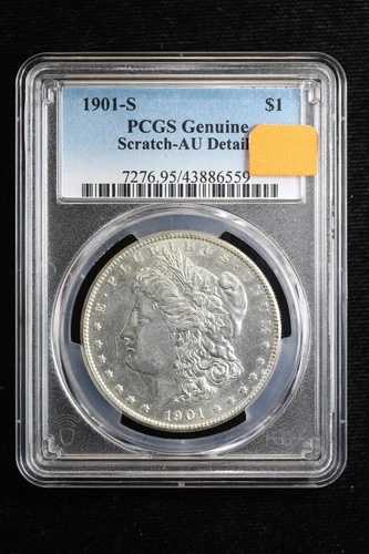 1901-S モルガン・ダラー PCGS AU 詳細スクラッチ 3WY7