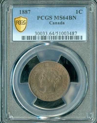 1887年カナダラージセントPCGS MS64 BN希少。