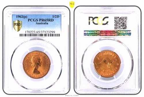オーストラリア 1962年 ハーフペニー プルーフ PCGS グレード キー日付 低 ミント FDC