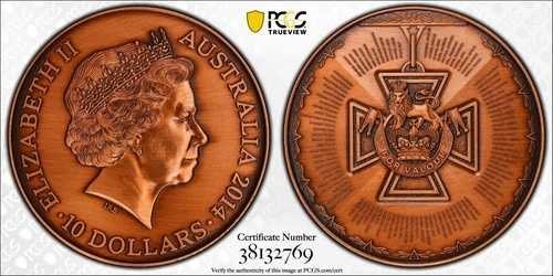 2014年 勇気あるヴィクトリア十字章の歴史 オーストラリア 10ドル硬貨 PCGS MS68