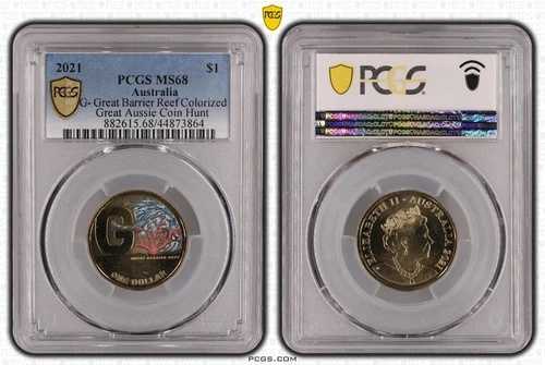 2021年 オーストラリア グレートバリアリーフ 1ドル硬貨 G グレートオージーコインハント 2 PCGS MS68