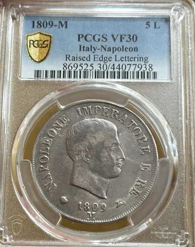 1809年 ナポレオン王国 イタリア 銀貨 5リラ - PCGS VF30