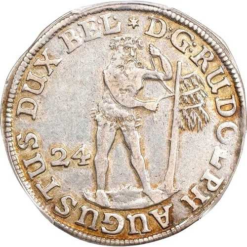 1677 ドイツ諸州 ブラウンシュヴァイク ヴォルフェンビュッテル 24 マリエングロシェン PCGS AU 53 ドイツ