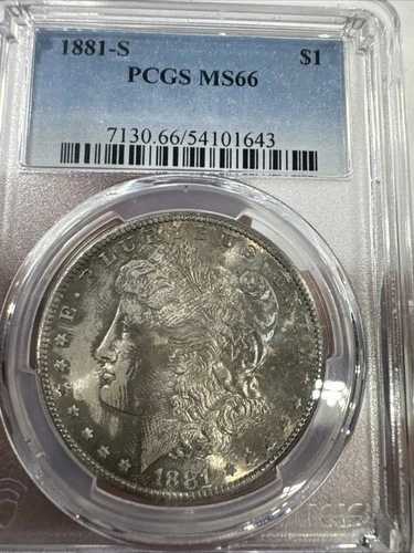 1881-S モルガン銀貨 $1 PCGS Ms66 ゴールドクラウン 素晴らしい外観