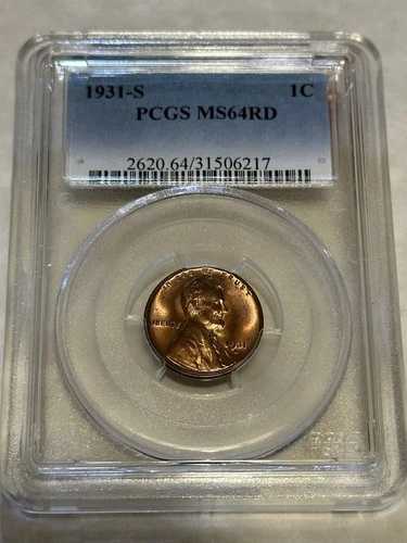 1931-S PCGS MS64RD 1C リンカーン・セント・ペニー レッド!! PQ!! 大変魅力的!! #6217