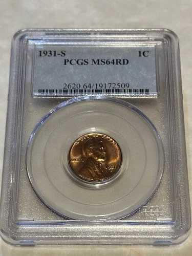 1931-S PCGS MS64RD 1C リンカーン・セント・ペニー レッド!! 大変魅力的!! PQ!! #2509