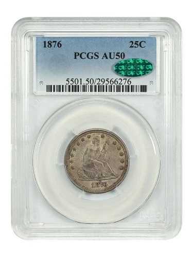 1876年 25セント PCGS/CAC AU50 - 自由の女神像