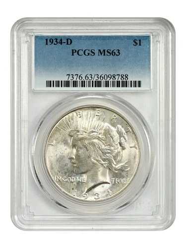 1934-D $1 PCGS MS63 - 平和ドル