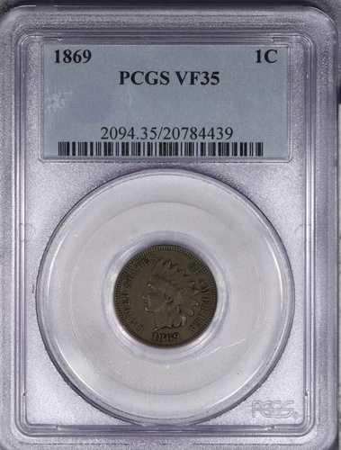 1869年インディアンヘッドセント1セントPCGS VF35
