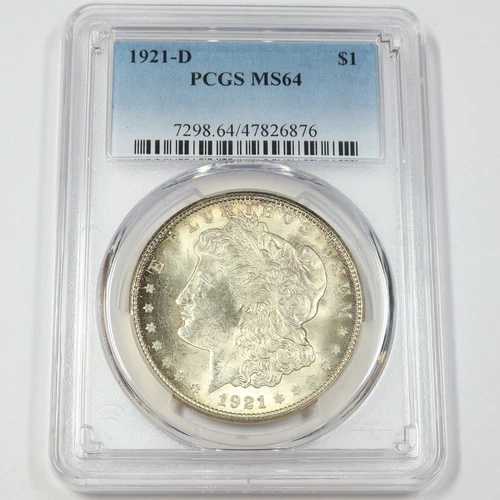 1921 D PCGS MS64 - 銀製モルガンドル - 1ドル米国コイン #45168A