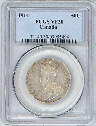 1914年カナダ50セントPCGS VF30