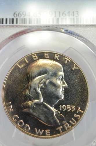 PR65 1953 PCGS グレーデッド フランクリン シルバー ハーフダラー プルーフ カメオ風コイン
