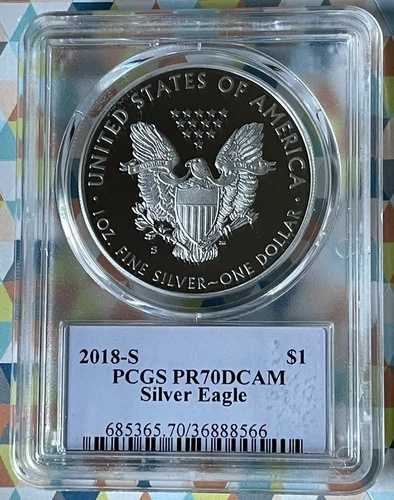 2018 S $1 アメリカン プルーフ シルバー イーグル PCGS PR70DCAM FS トーマス クリーブランド ネイティブ
