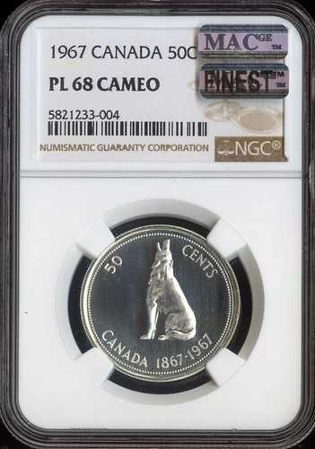 1967年カナダ50セント50C NGC PL68カメオMAC - 品質