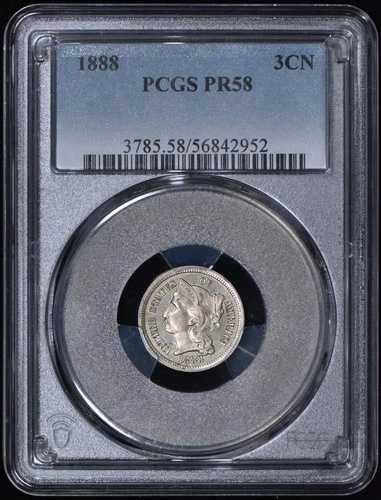 1888年 プルーフ 3セント ニッケル 3CN PCGS PR58