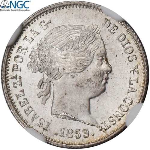 [#1507148] スペイン、イザベル 2 世、1 レアル、1859 年、マドリッド、シルバー、NGC、MS65