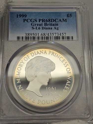 イギリス 1999年 5ポンド ダイアナ妃記念 PCGS PR68DCAM シルバー