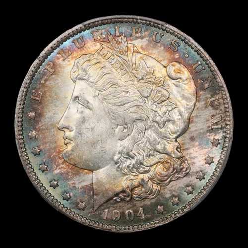 1904-O モルガン銀貨 PCGS MS63 美しい色調 - 0251