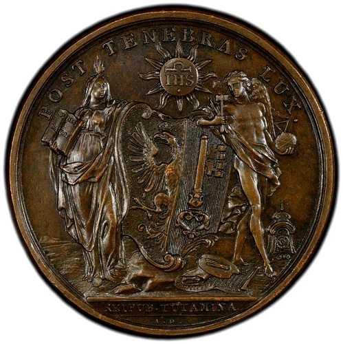 1738年 スイス 平和回復 ブロンズAEメダル PCGS SP63
