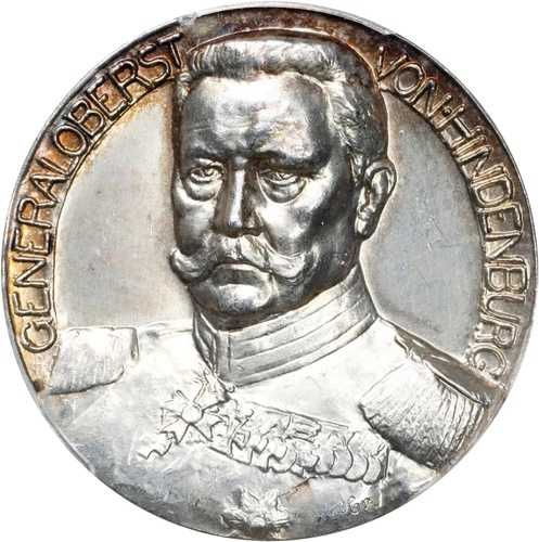 ドイツ帝国 1914年 パウル・フォン・ヒンデンブルク将軍 銀メダル PCGS スペシメン-62