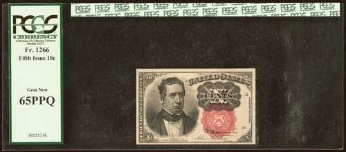 Fr. 1266、PCGS 65PPQ、米国分数通貨、第5発行、10セント・アリソン