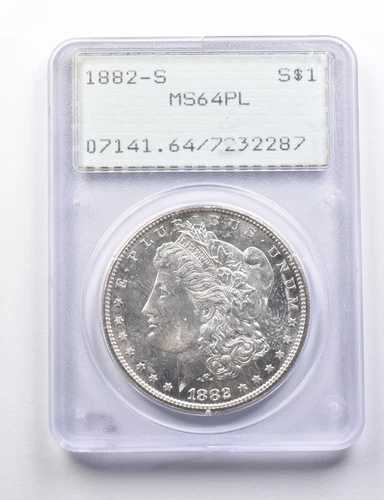 MS64 PL 1882-S モルガン銀貨 PCGS ラトラー *5714