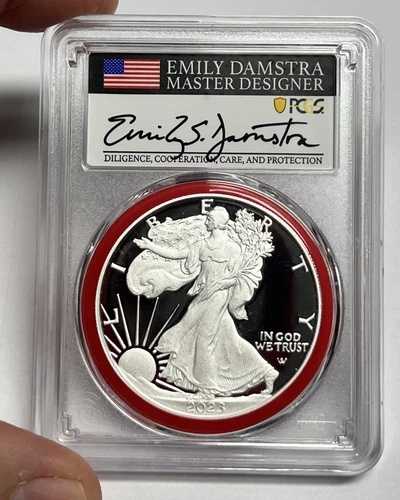 2023-S DAMSTRA PCGS PR70 アメリカンシルバーイーグルドル「レッド」アドバンスリリース $1