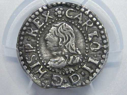 1675 カルロス2世 クロアチア PCGS AU50 バルセロナ 非常に美しい スペイン コブシルバー