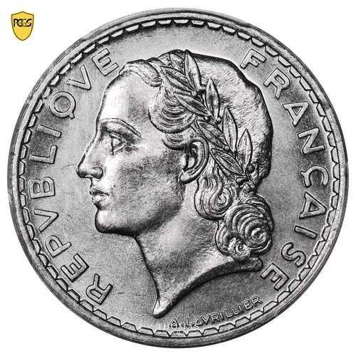 フランス通貨 - 5フラン ラヴリリエ 1933年 ニッケル - PCGS MS 64-
