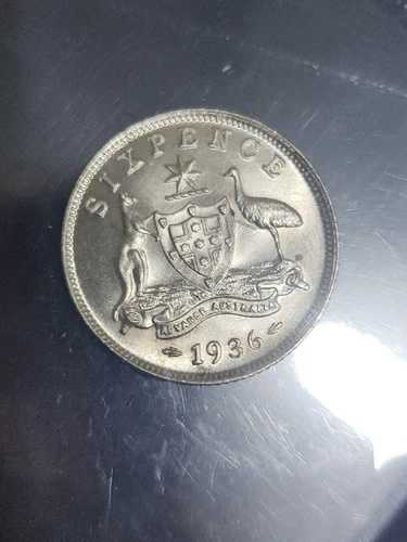 オーストラリア 1936 SIXPENCE CH UNC|WORLD RESOURCE【QUEEN店】