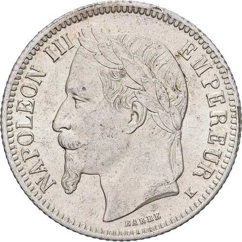 [#138151] フランス、ナポレオン3世、1フラン、1867年、ボルドー、銀貨、MS、ガドゥリー:463