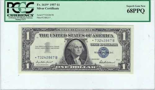 1957年 1ドル 小型銀貨証明書 スターノート PCGS 68 PPQ