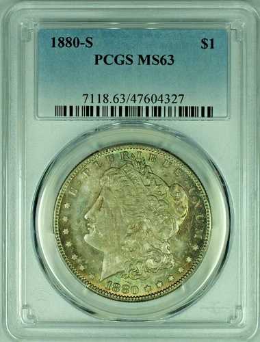 1880-S モルガン銀貨 カラフルトーン PCGS MS 63 47