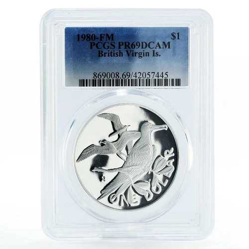 イギリス領ヴァージン諸島 1ドル マグニフィセントフリゲート PR69 PCGS 銀貨 1980年