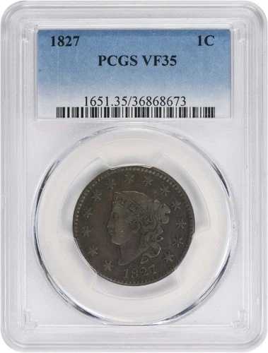 1827年製ラージセント VF35 PCGS