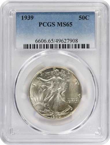 1939年ウォーキング・リバティ・シルバー・ハーフドル MS65 PCGS