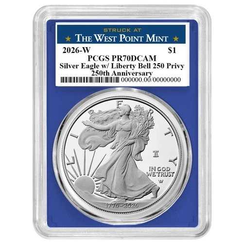 プレセール - 2026-W $1 1オンス プルーフ アメリカンシルバーイーグル PCGS PR70DCAM ウェストポイント
