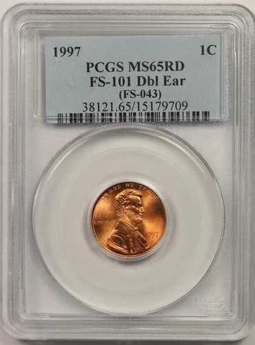 1997年 1C PCGS MS 65 RD (FS-101 ダブルイヤー FS-043) リンカーンペニー