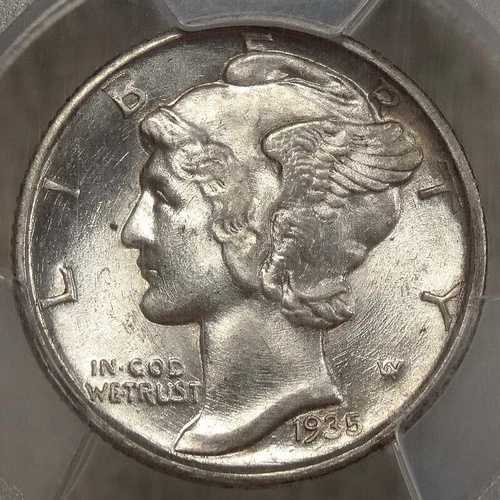 1935年-Dマーキュリーダイム、チョイスアンサーキュレートPCGS MS-64FB、私にはPQのように見えます