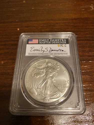 2021年 1ドル アメリカンイーグル T-2 PCGS MS70 ファーストストライク エミリー・ダムストラ 直筆サイン入り