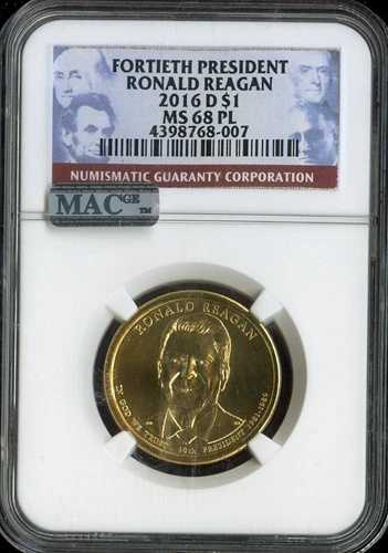 2016-D ロナルド・レーガン・ドル NGC MS68 プルーフ ライク - 第40代アメリカ大統領