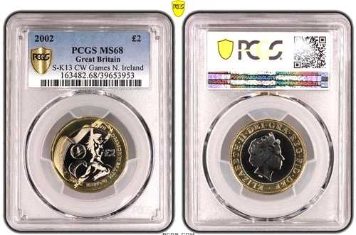 2002年 2ポンド 北アイルランド コモンウェルス PCGS MS68 ゲーム 未流通 2ポンド